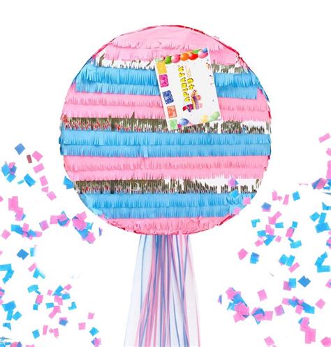 2 D Gender Reveal Pinata 16 Pull Strings Or Whack Style Etsy