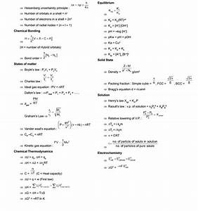 Chemistry Formulas Chart Hsc Higher Secondary Education Website