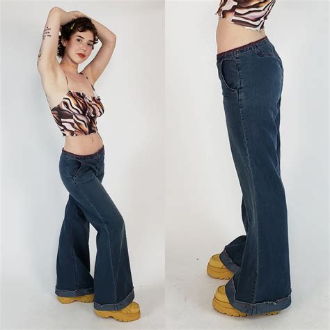 Y2k Vintage Low Rise Ultra Wide Leg Flare Jeans Size 78 Low Etsy