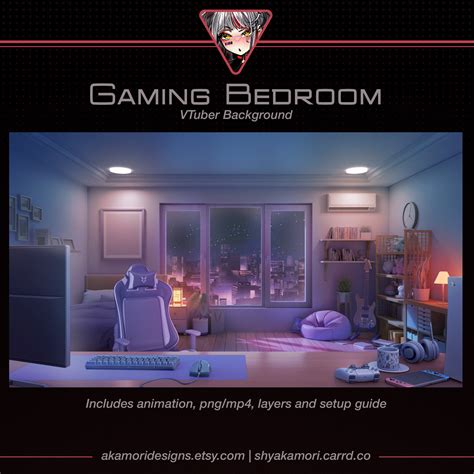 Animated Background For Vtuber Ambient Lofi Gamer Room Night