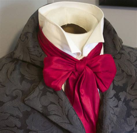Regency Brummel Victorian Ascot Tie Cravat Cranberry Red Etsy In 2021