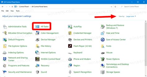 Add All Tasks To Control Panel In Windows 10