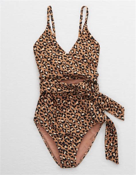 Aerie Leopard Wrap One Piece Swimsuit In 2020 Womens Swimsuits Bikini