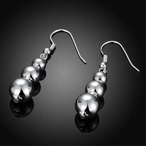 Wholesale Silver Sterling Bead Ball Drop Earrings Handmade Silver