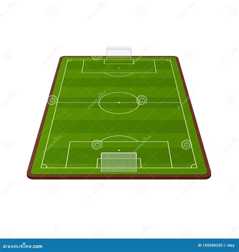 Realistic Football Field Template Playground With Green Grass And