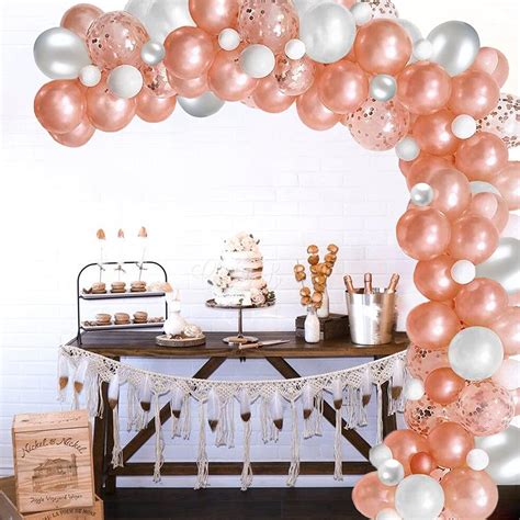 Buy Rose Gold Balloon Arch Garland Kit Rose Gold White Silver Latex Balloons Party Decorations