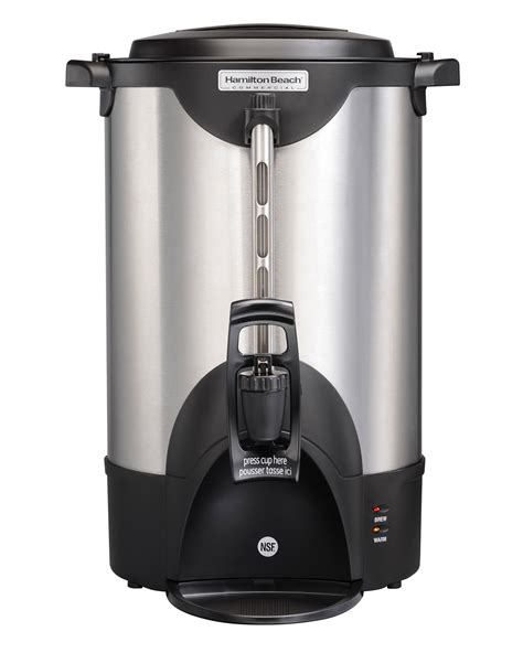 The keep warm heater on the coffee urn maintains optimal temperature for better tasting coffee. Coffee Urn 40 Cup Stainless Steel - Hamilton Beach Commercial