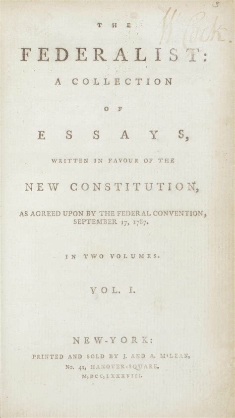 The Federalist Papers Hamilton Alexander 1739 1802 James