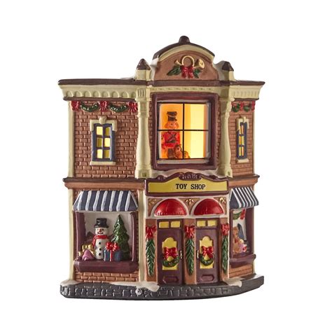 For Living Led Christmas Village Toy Shop Decoration Set 6 12 In