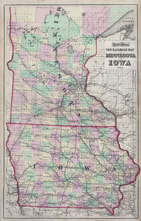 Grays Atlas New Railroad Map Of Minnesota And Iowa 1873 Geographicus