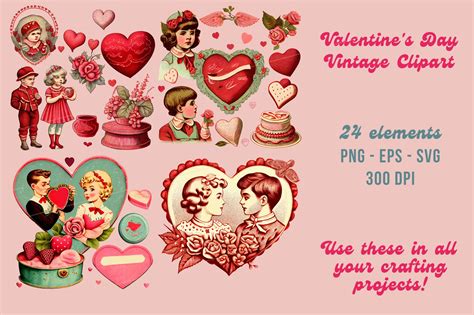 Valentines Day Vintage Clipart Graphic By Laxgibuu Publishing