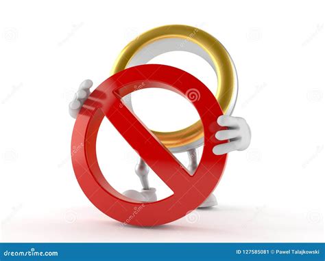 Wedding Ring Character With Forbidden Symbol Stock Illustration