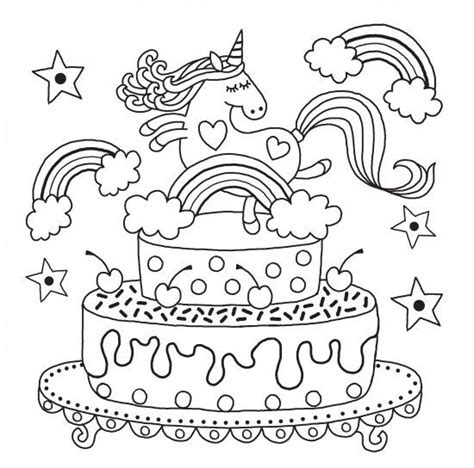Dibujos De Tartas De Unicornios Para Colorear E Imprimir