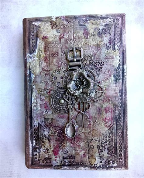 Altered Book Cover Painted With Coffee And Red Tea And Artalchemy Wax