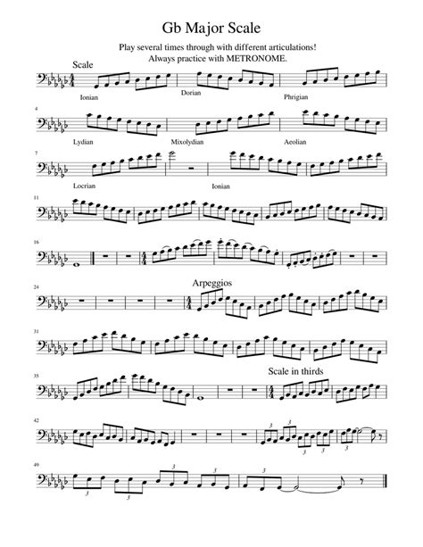 Gb Major Scale Sheet Music For Bassoon Download Free In Pdf Or Midi