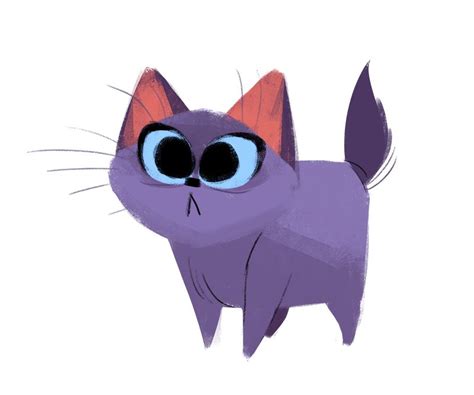Daily Cat Drawings — 527 Purple Kitten Cat Drawing Cat