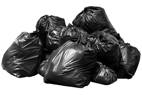 Isolated White Background With A Pile Of Bin Bags Trash Garbage Rubbish