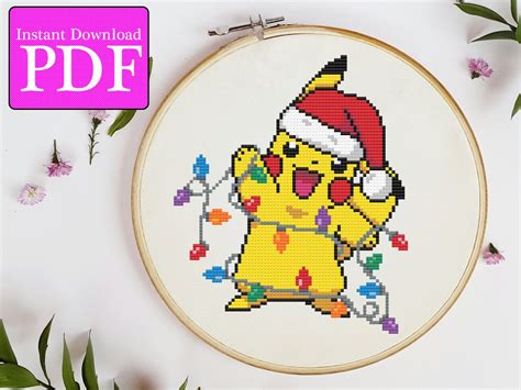 Christmas Pikachu Cross Stitch Pattern Etsy