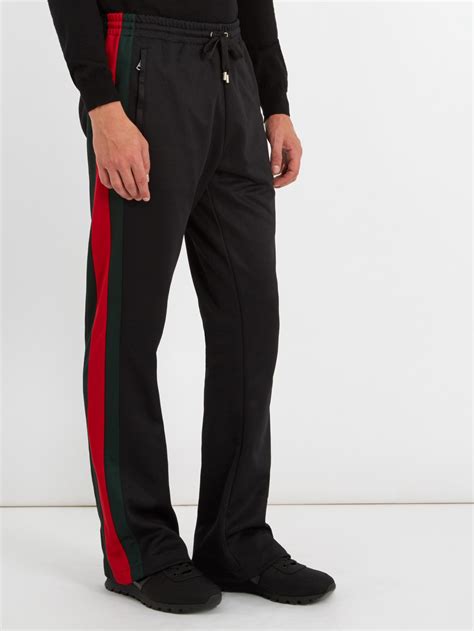 Gucci Synthetic Web Striped Mid Rise Track Pants In Black For Men Lyst