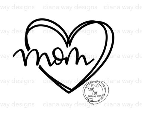 Love My Mom Heart Svgpngdxf Files Mothers Day Design Etsy In 2021