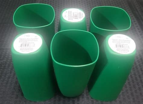 Set Of 6 Mainstays Square Plastic Drinking Glasses Tumblers Green 26 Oz Bpa Free Ebay