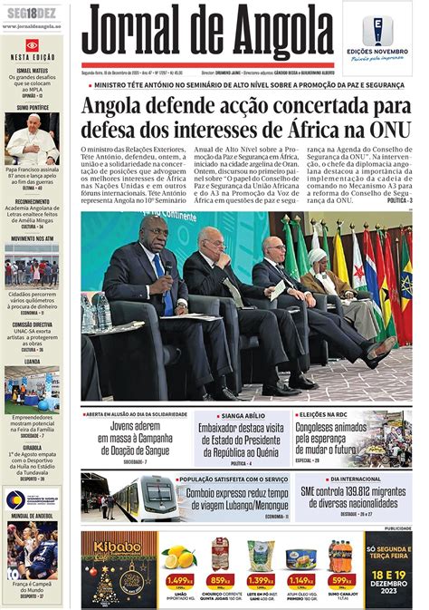 Jornal De Angola Segunda 18 De Dezembro De 2023
