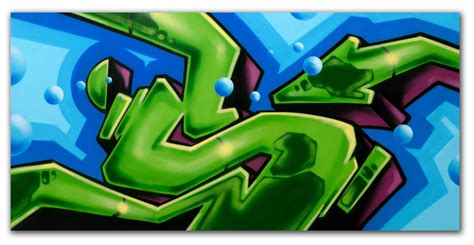 Graffiti Artist Seen Untitled Green Long S Aerosol On Canvas