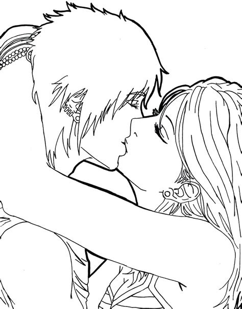 Anime Kissing Coloring Pages Colouring For Funny Last Anime Couples