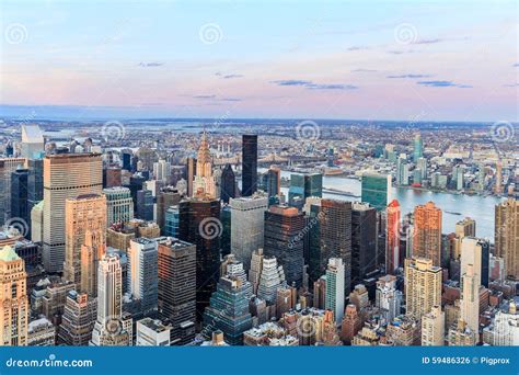 New York City With Skyscrapers At Sunset Stock Photo Image Of Urban