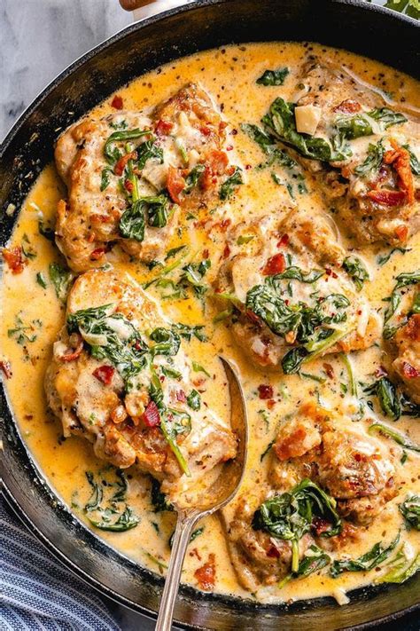 Creamy Garlic Butter Chicken With Spinach And Bacon Easy Recipes For Yummy Food