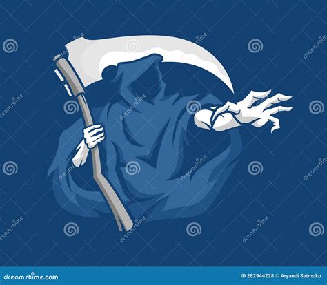 Skull Of Grim Reaper With The Sickle Vector Illustration Stock Vector