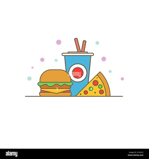 Set Of Cartoon Fast Food Vector Illustration Eps10 Isolated On White