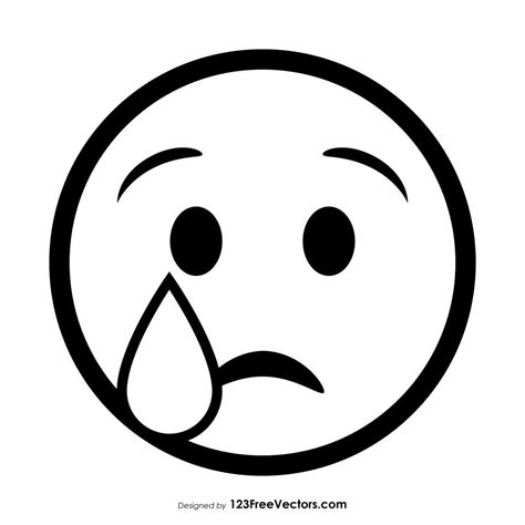 Crying Smiley Outline Emoji Coloring Pages Funny Cartoon Faces Smiley