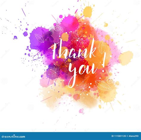 Thank You Lettering On Watercolored Background Stock Vector