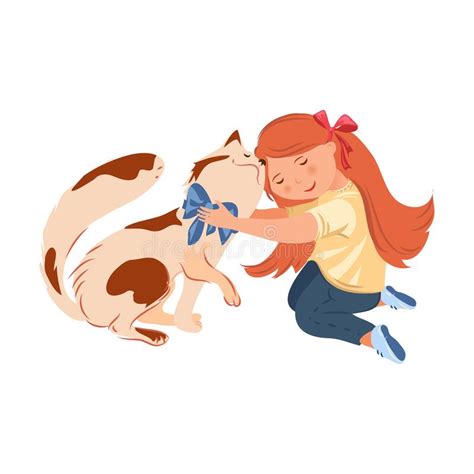 Girl Hugging Cat Stock Vector Illustration Of Clip Love 73313105