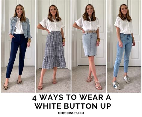 White Button Up Shirt Outfits 4 Ways To Wear It Merricks Art
