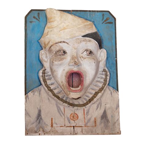 French Painted Decorated Plaster Clown Carnival Toss Game Wall Plaque Early 20th Century