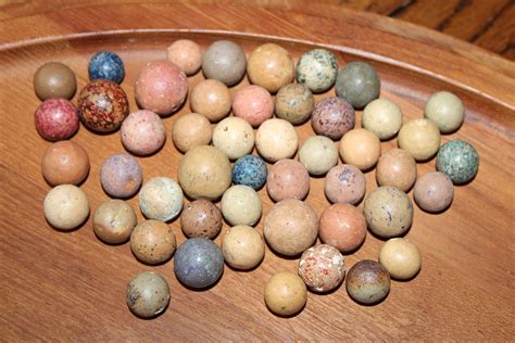 48 Antique Clay Marbles Multi Colored Circa Late 1800s