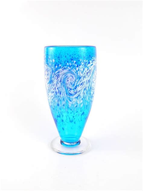 Ocean Blue Blown Glass Vase By Paradiseartglass On Etsy Glass Blowing Hand Blown Glass Glass