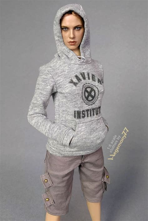 1 6 scale custom made female xavier institute hoodie and cargo shorts by hegemony77 on a