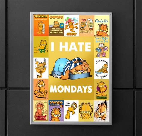 Garfield I Hate Mondays Poster Garfield I Hate Mondays Etsy