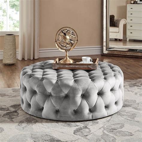 Change the old door became a dining. Tufted Ottoman Pink Velvet Ottoman Coffee Table Tufted ...
