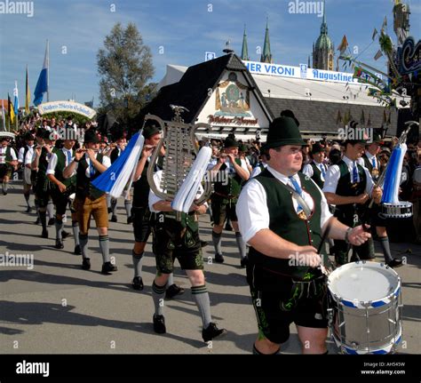 Traditional Bavarian Marching Band Munich Oktoberfest Germany Stock