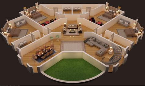 3d Floor Plnan Of Luxury House 2nd Foor Plan Cgtrader Luxury House Floor Plans Round House