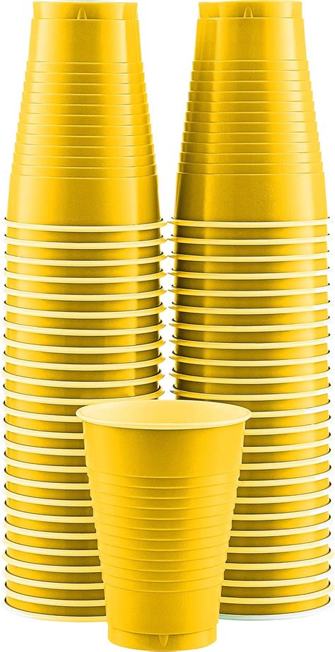 Amcrate Disposable Plastic Cups Yellow Colored Plastic