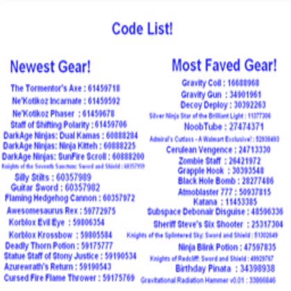 Use Code List For Gear And Thousands Of Other Assets To Build An