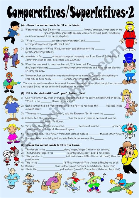 Exercises On Comparatives And Superlatives 2 Editable With Key Esl