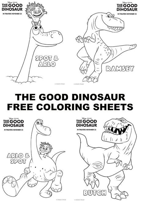 This is a good way for kids, teachers or parents. The Good Dinosaur Free Coloring Sheets | Disney ...
