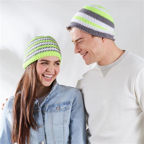 Stripy Neon Hats Knit And Crochet Patterns Premier Yarns