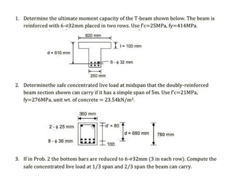 Solved 1 Determine The Ultimate Moment Capacity Of The